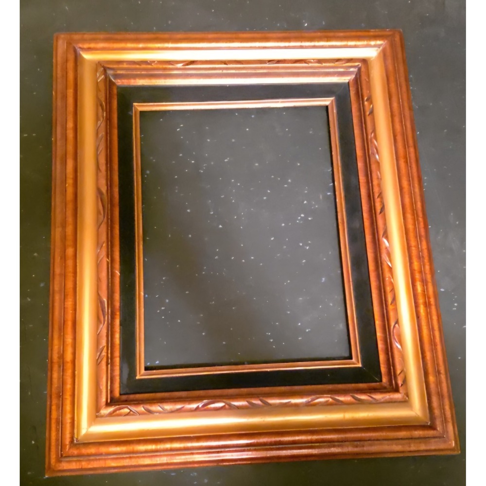 Vintage GOLD GILT CARVED Velvet & WOOD PICTURE FRAME Hecho en Mexico
